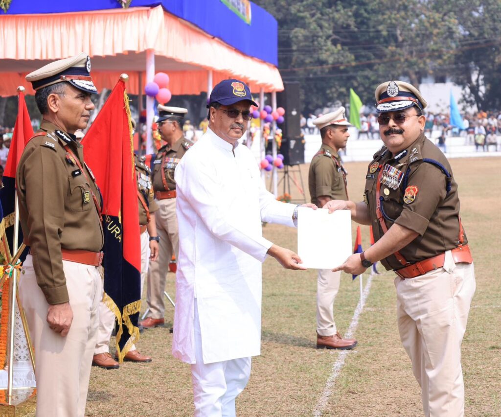 Police personnel honored with medals by Manik Saha.