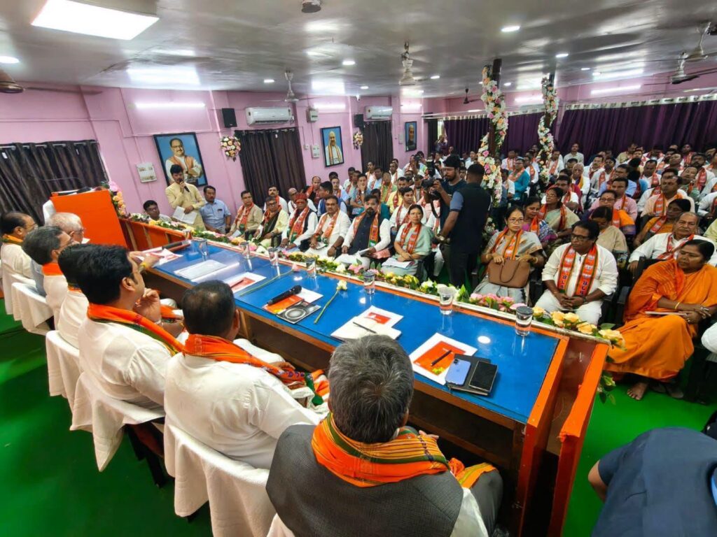 BJP leaders discuss Village Committee elections and grassroots strengthening in Tripura.