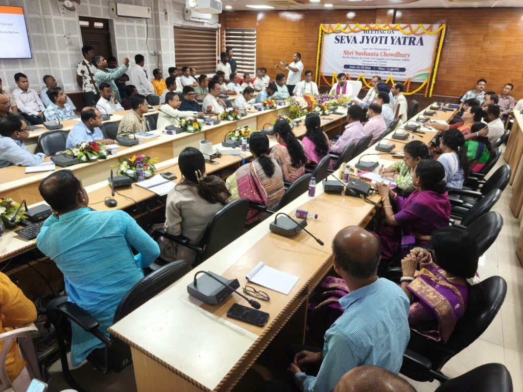 Sushanta Chowdhury chairs West Tripura Seva Jyoti Yatra preparatory meeting.
