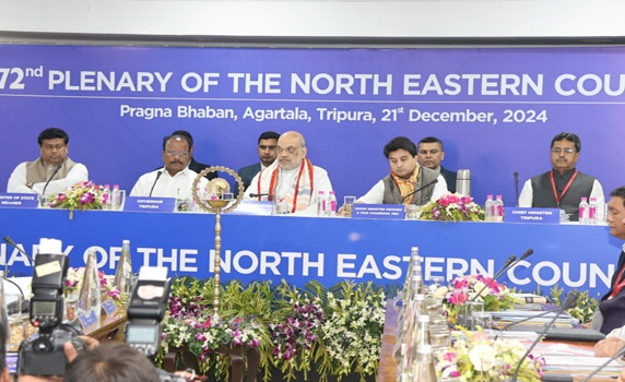 72nd NEC Plenary begins in Tripura with Home Mienister Amit Shah in chair nd all NE Chief Ministers and Governors in attendance. Minister MDoNER Jyotiraditya Scindia and MoS Dr Sukanta Majumdar also on dias.