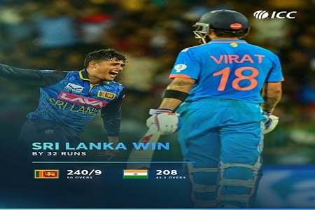 cricket sri lanka defeated india by 32 runs