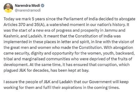 pm modi commits to fulfilling aspirations of jammu kashmir and ladakh