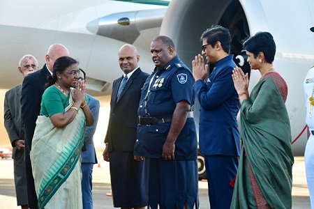 president droupadi murmu arrives in fiji on two-day official visit