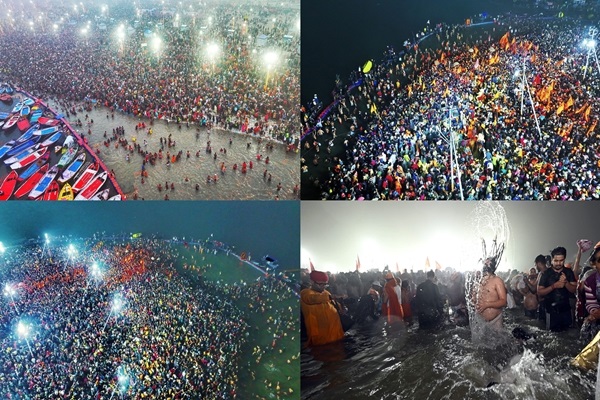 over 3-5 crore devotees take holy dip at mahakumbh in prayagraj on makar sankranti