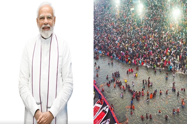 pm modi congratulates devotees on 1st amrit snan at mahakumbh on makar sankranti