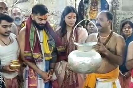 anushka sharma virat kohli visit mahakaleshwar temple in ujjain