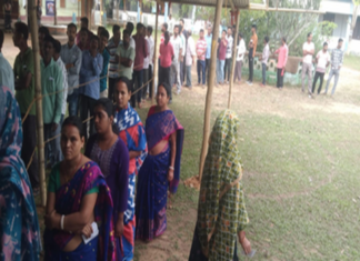 Dharmanagar voters queue up as polling crosses 50 percent Dharmanagar voters queue up as polling crosses 50 percent