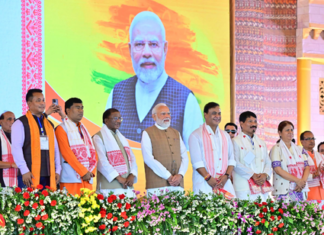 Himanta Sarma Takes Oath Again Before Top National Leaders Himanta Sarma Takes Oath Again Before Top National Leaders