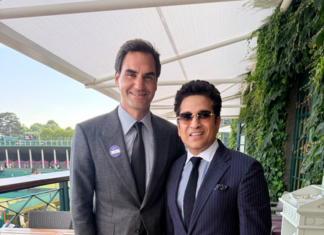 Sachin Tendulkar meets Roger Federer at Wimbledon Royal Box Sachin Tendulkar meets Roger Federer at Wimbledon Royal Box